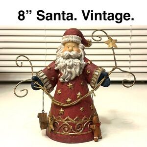 Santa Holding Mistletoe Vines Christmas Stocking Hanger Holder Vintage 🎄
